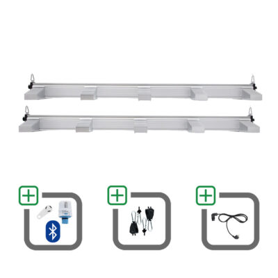 2x SANlight EVO 5-150 15 680W gesamt für 150x150 cm Sparset mit Bluetooth-Dimmer + Netzkabel + Aufhängung - Grow Guru