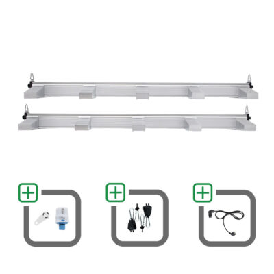 2x SANlight EVO 5-150 15 680W gesamt für 150x150 cm Sparset mit Magnet-Dimmer + Netzkabel + Aufhängung - Grow Guru