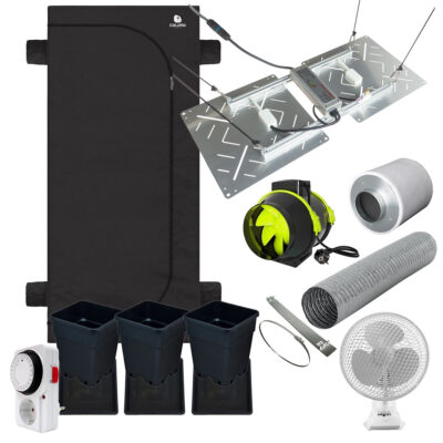 3 Pflanzen Komplettset Low Budget 150W 120x60 - Grow Guru