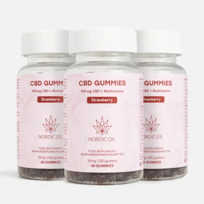 3FÜR2 CBD Fruchtgummis 900mg Erdbeere - Nordic Oil