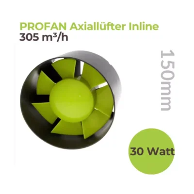 Axiallüfter Inline Ø150mm 275m³/h 30 Watt Garden Highpro - Hanfjack