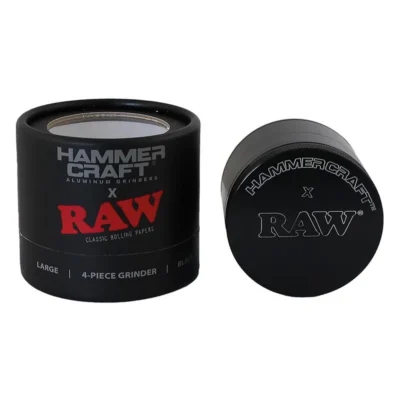 Hammercraft x RAW Grinder Black Aluminium 4-teilig Large Ø 60 mm - Hanfjack