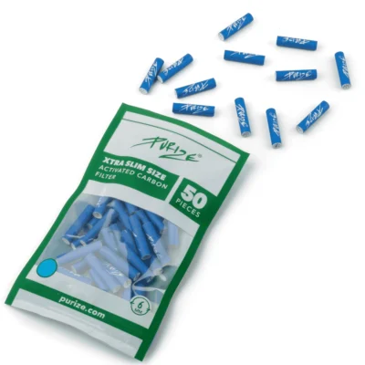 PURIZE Aktivkohlefilter XTRA Slim 6mm im Beutel Blau 50 Stück - Hanfjack