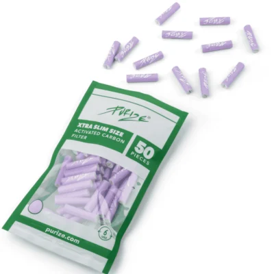 PURIZE Aktivkohlefilter XTRA Slim 6mm im Beutel Lila 50 Stück - Hanfjack