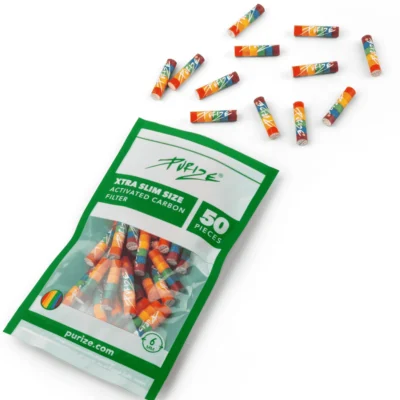 PURIZE Aktivkohlefilter XTRA Slim 6mm im Beutel Rainbow 50 Stück - Hanfjack