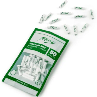 PURIZE Aktivkohlefilter XTRA Slim 6mm im Beutel Weiß 50 Stück - Hanfjack